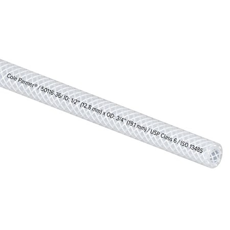 Cole Parmer Reinforced TPE Tubing, Clear, 1/2in ID x 3/4in OD; 25 Ft CP-FLXCBR8-12-25